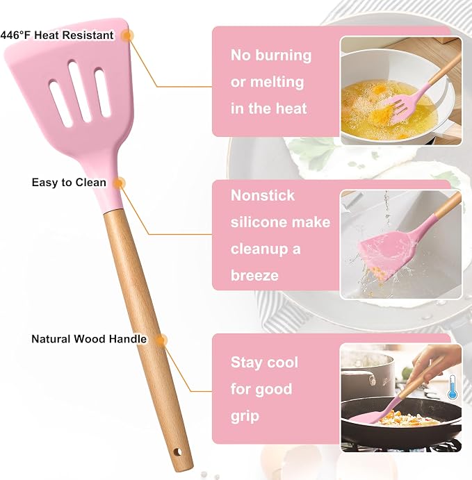 E-far Silicone Cooking Utensils Set, 5-Piece Kitchen Utensils Set - Image 3
