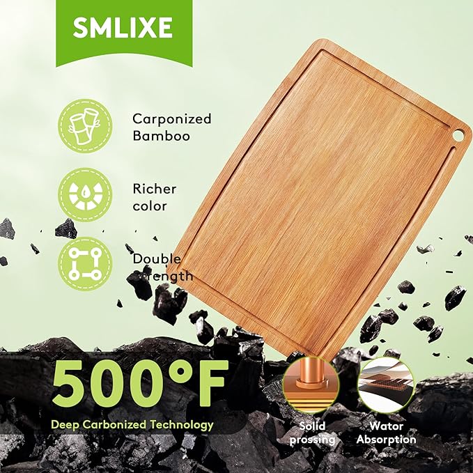 Bamboo Cutting Boards for Kitchen, Carbonized Wood Cutting Board - Image 2