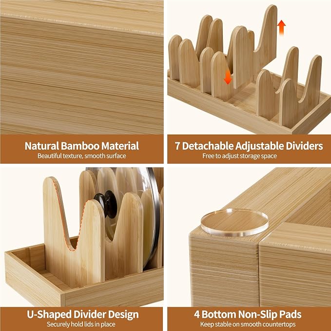 Housolution Bamboo Pot and Pan Organizer - Image 4