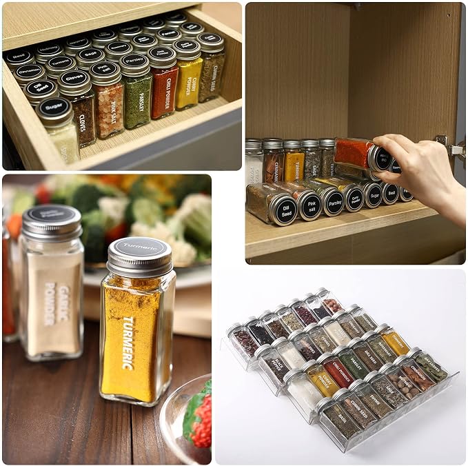 Antimbee 28 Pcs Clear Glass Spice Jars, 3.5 oz Glass spice jar - Image 8