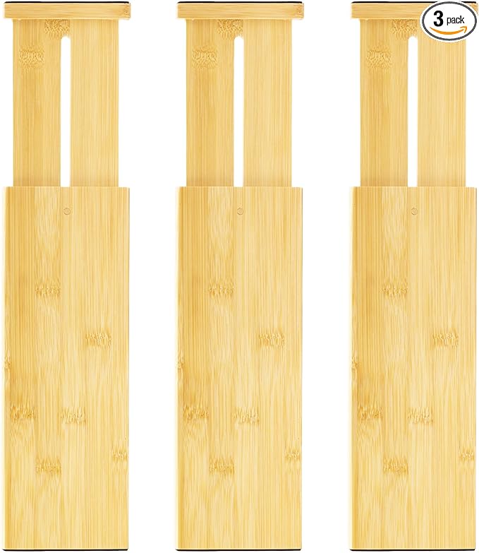 VaeFae 3 Pack Bamboo Drawer Dividers, Expandable Separators by VaeFaeDirect
