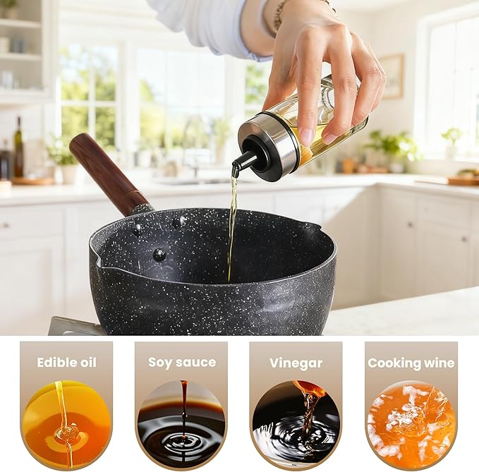 Mlici Oil and Vinegar Dispenser Set of 6 Bottles, Stainless Steel Salt Pepper - Image 6