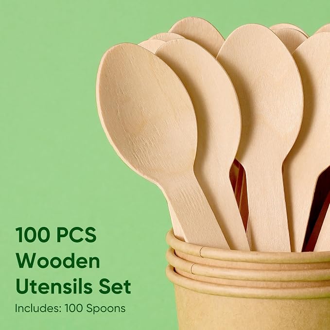 Disposable Wooden Utensils Set, Compostable Utensils, Disposable Cutlery - Image 5