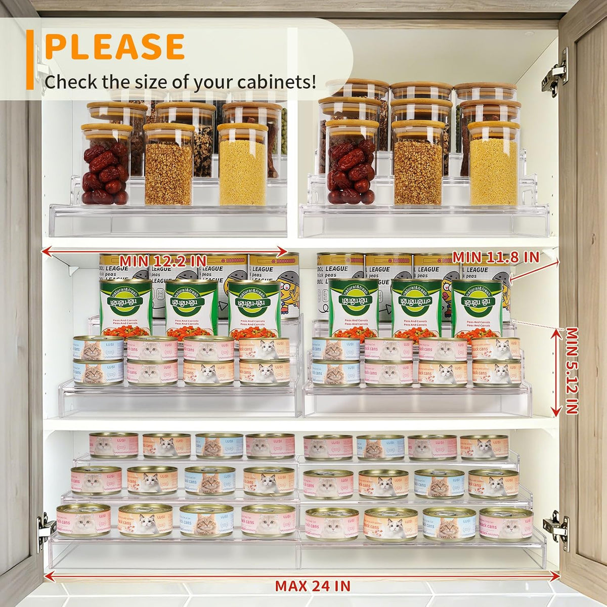 Expandable Can Rack Organizer, 3 Tier Acrylic Can Food Storage for