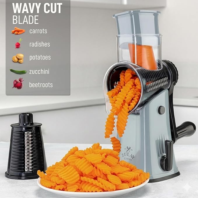 Zulay Kitchen Rotary Cheese Grater 5 Blade Cheese Shredder - Image 4