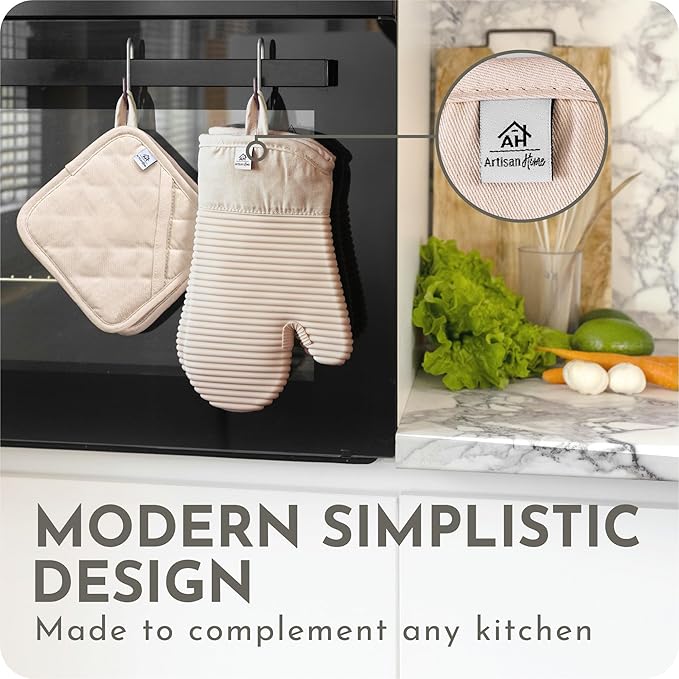 Extra Long Silicone Oven Mitts and Pot Holders Sets | Heat Resistant 500°F - Image 2