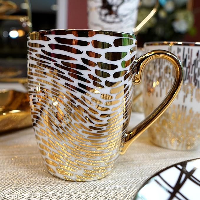 Matrix Gold Porcelain Coffee & Tea Mug Set – Premium Fine Porcelain - Image 5
