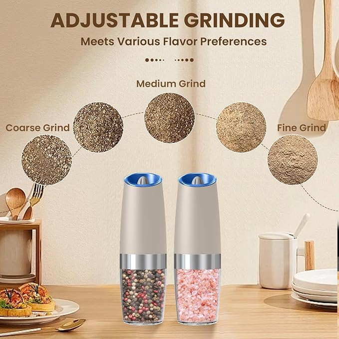 Gravity Electric Salt And Pepper Grinder Set, Automatic Salt And Pepper Grinder - Image 3