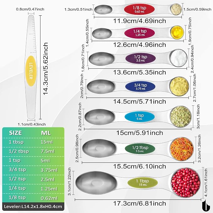 Urbanstrive Magnetic Measuring Spoons Set Stainless Steel, Dual Sided - Image 2