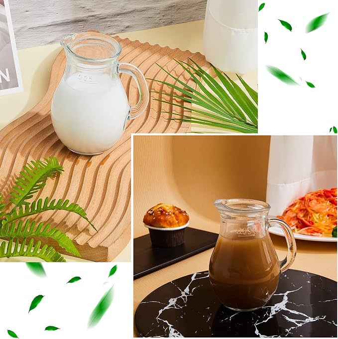 Leinuosen 2 Pcs Glass Pitcher Elegant Shaped Glass Tea Pitcher Coffee Milk - Image 3