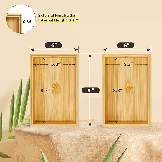 Kitchen Drawer Organizer Bins, Stackable Bamboo Drawer Organizer - Image 2