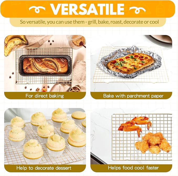 2 PCS Cooling Racks for Cooking and Baking, 15x10 Inches Stainless Steel - Image 3