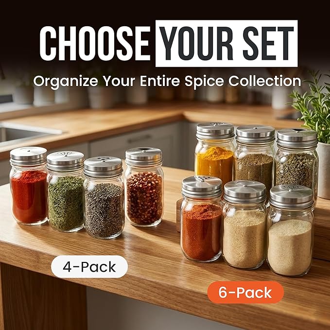 Mason Jar Shaker Lids Stainless Steel – Adjustable Spice & Seasoning Dispenser - Image 5