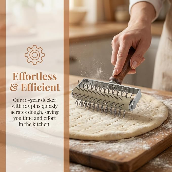 Hiceeden Set of 2 Pizza Dough Roller & Dough Docker, Stainless Steel Dough Hole - Image 5