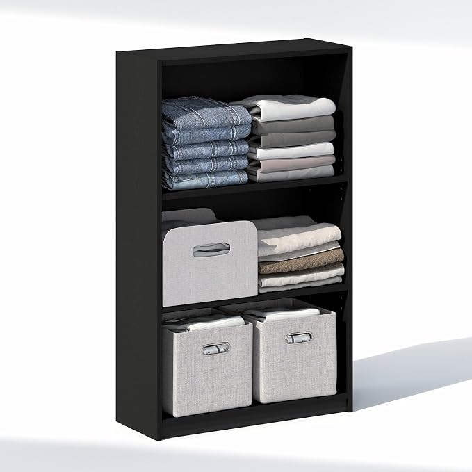Furinno Reed Closet Organizers and Storage, 3-Tier Closet Organizer, Open Shelf - Image 3