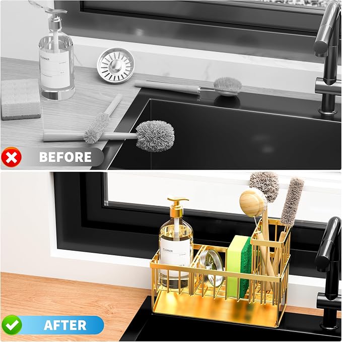 Cisily Gold Kitchen Sink Caddy Organzier - Image 6