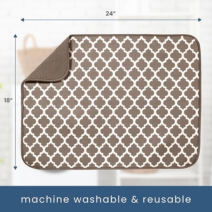 S&T INC. Dish Drying Mat XL, 18” x 24”, Absorbent Microfiber Kitchen Counter Mat - Image 6