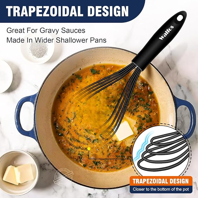 Walfos Whisk, Whisks for Cooking Non Scratch.Silicone Whisk Set of 4 Kitchen - Image 4