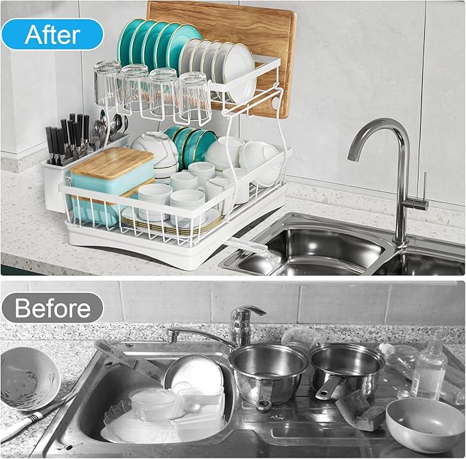 7 code Large Dish Drying Rack, 2-Tier Dish Racks - Image 5