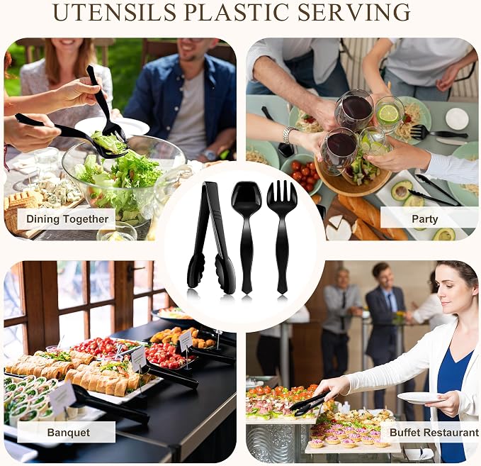 Mwellewm 36Pcs Plastic Serving Utensils Set Large Disposable Serving Spoons - Image 7