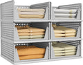 Pinkpum Grey 6 Pack Closet Organizers Storage Bins, Stackable Plastic Drawer by Pinkpum