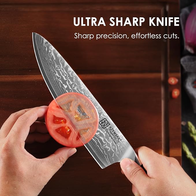 KEEMAKE Damascus Chef Knife, 8 Inch Kitchen Knife, 67 Layers Damascus Knife - Image 3