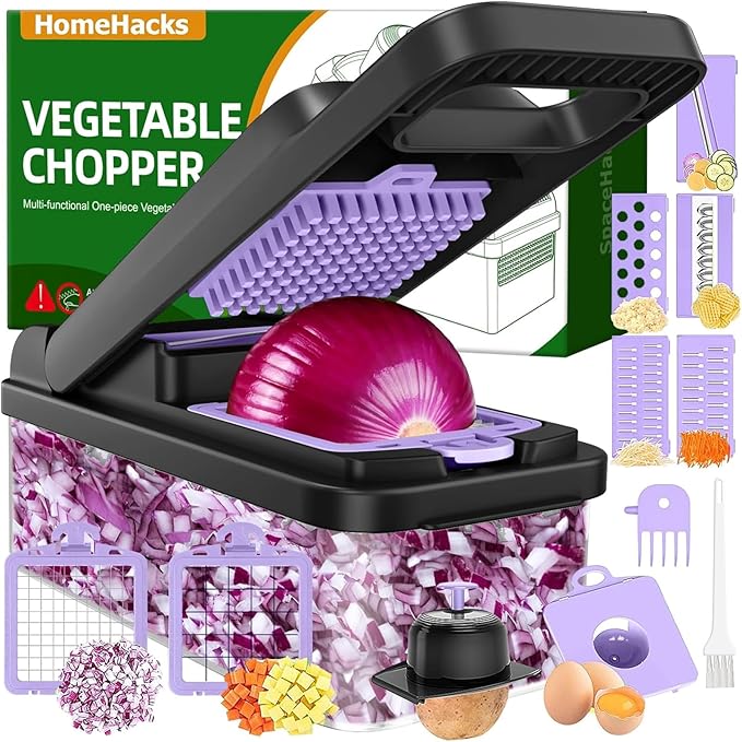 HomeHacks Vegetable Chopper Vegetable Cutter, 12 in 1 Kitchen Gadget, Onion by HomeHacks