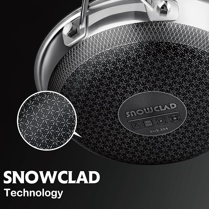 SNOWCLAD 3 Piece Hybrid Nonstick Pans Set, 8+10+12 Inch Nonstick Frying Pans Set - Image 6