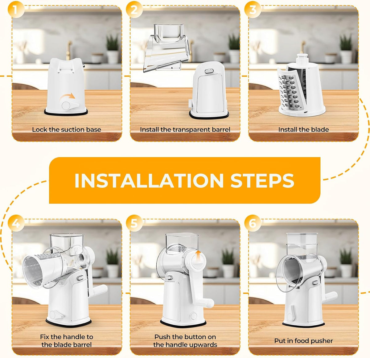 7 IN 1 Upgraded Rotary Cheese Grater with Handle – Vegetable Shredder