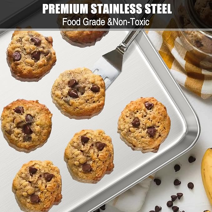 Baking Sheet Cookie Sheet Set of 2, Umite Chef Stainless Steel Baking Pans Tray - Image 5