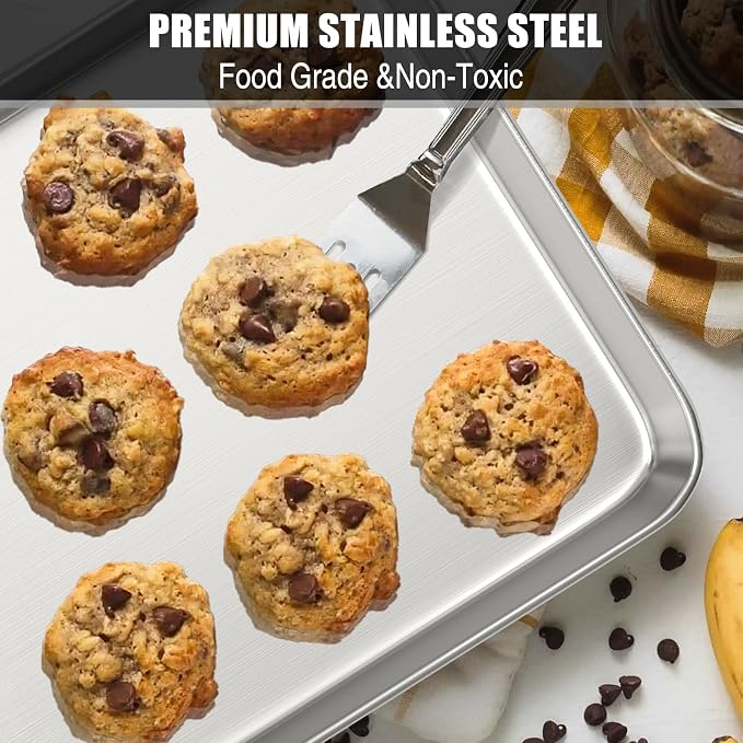 Baking Sheet Cookie Sheet Set of 2, Umite Chef Stainless Steel Baking Pans Tray - Image 7