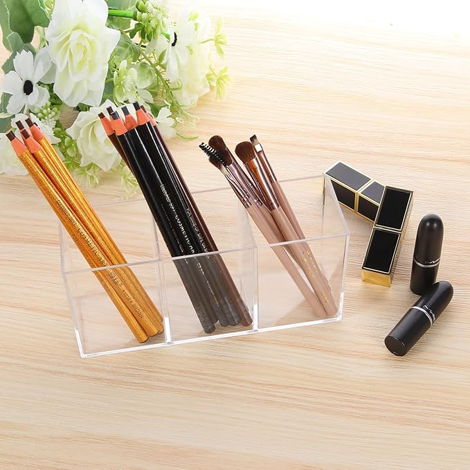 elysolpluv Clear Acrylic Silverware & Pen Organizer Caddy, Transparent Plastic - Image 7