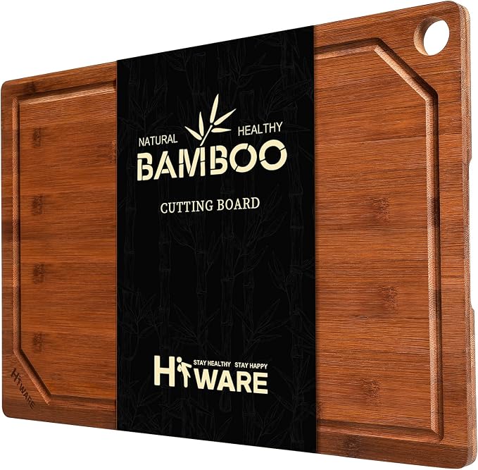 Hiware Wood Cutting Boards for Kitchen, Heavy Duty Bamboo Cutting Board by HIWARE