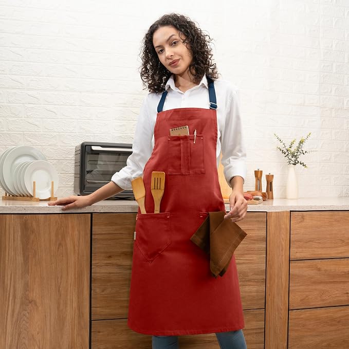 Cotton Canvas Apron for Women & Men – Adjustable Neck Strap & Waist Ties - Image 9
