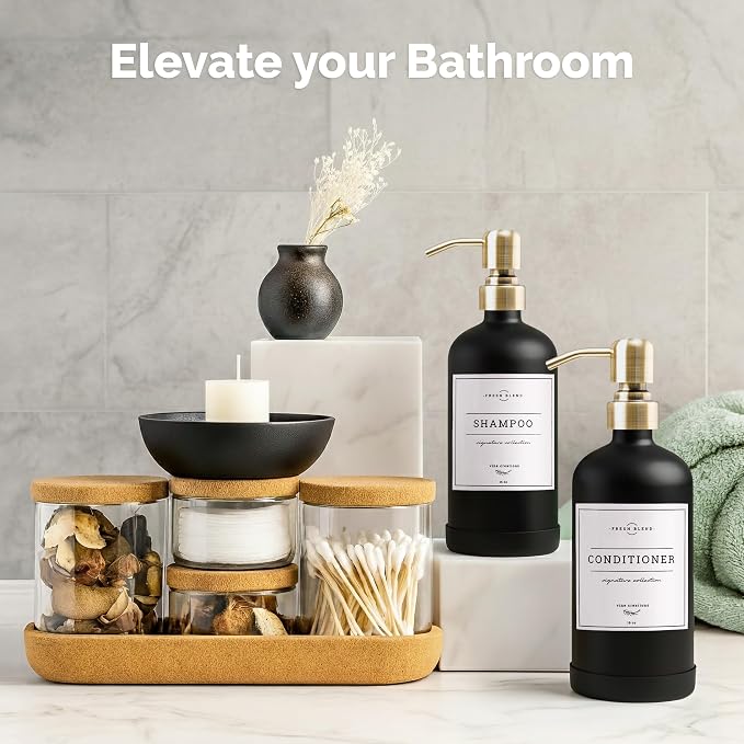 Vine Creations Black Glass Soap Dispenser, 2 Pack Kitchen Soap Dispenser Set - Image 4