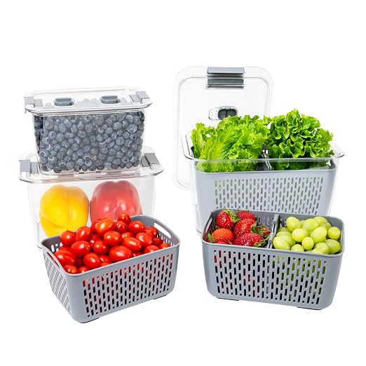 Kitchen Spaces Stackable Fridge Storage Colander Containers by KitchenSpaces