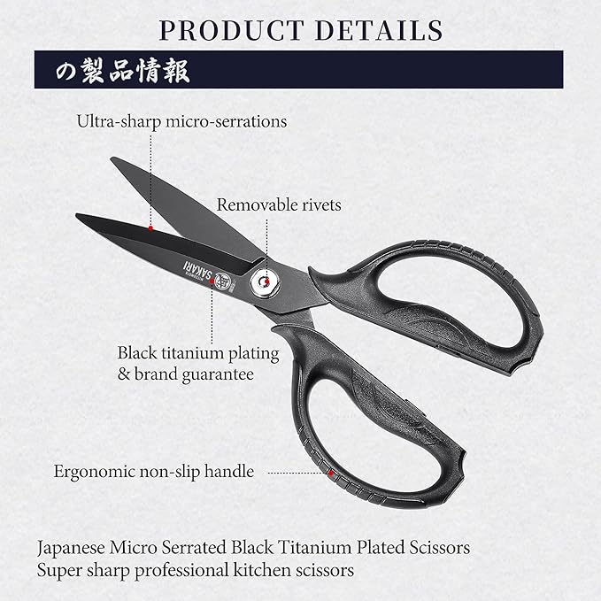MITSUMOTO SAKARI Japanese Kitchen Scissors, Heavy Duty Poultry Shears, - Image 5