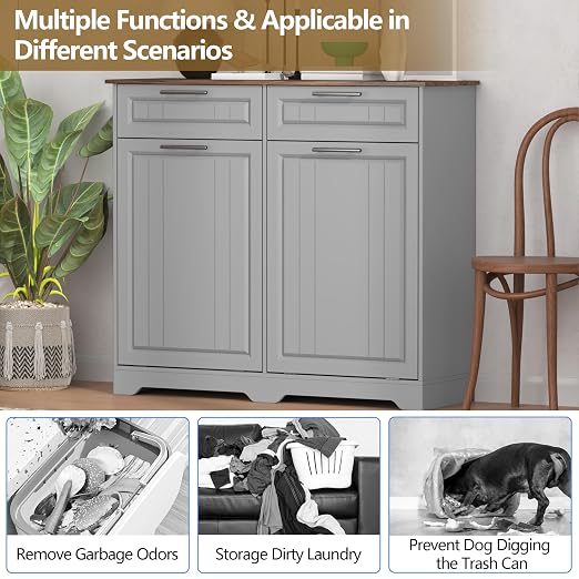 Double 10 Gallon Tilt Out Trash Can Cabinet - Image 5
