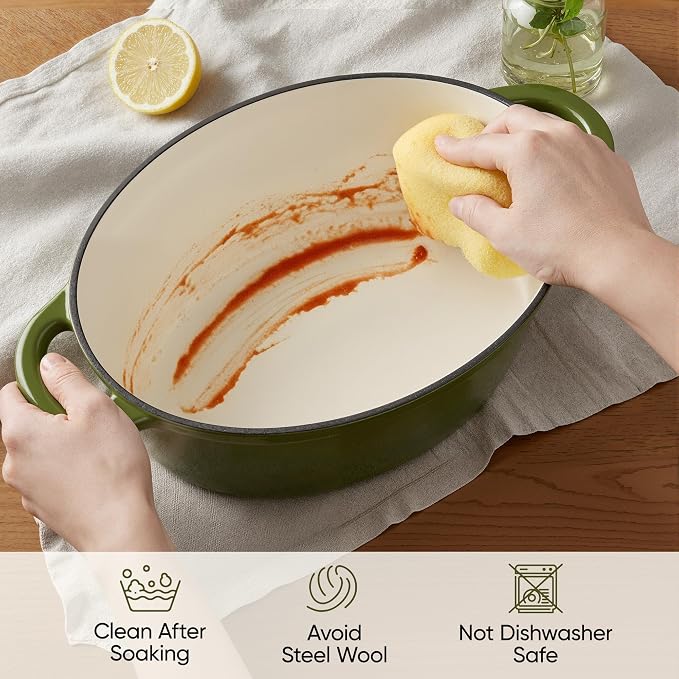 Oval Dutch Oven for Bread Baking, 4.5 Quart Non Stick Enameled Cast Iron Dutch - Image 7