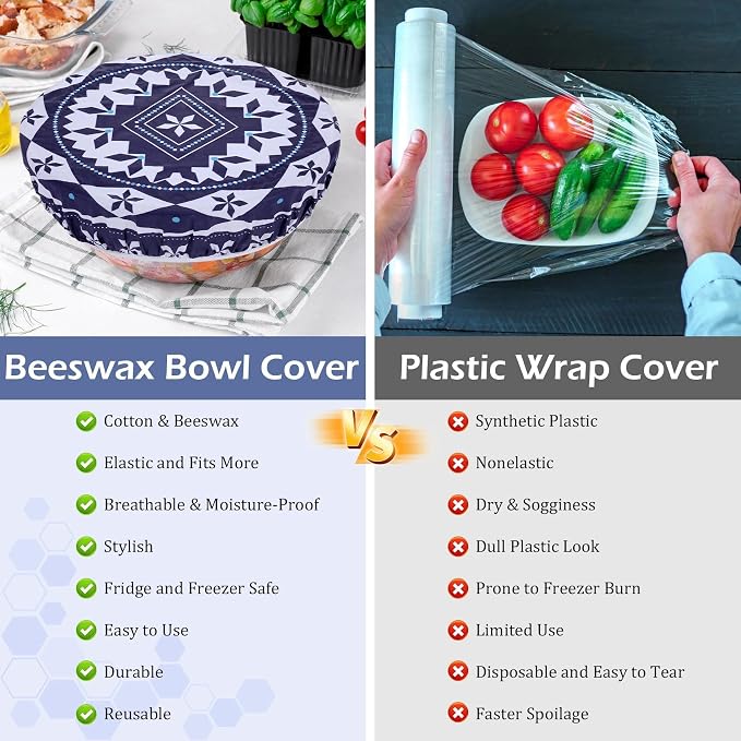 2 Large Reusable Beeswax Bowl Covers - Image 8