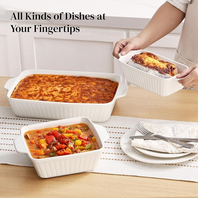 DOWAN Ceramic Casserole Dishes Set of 3 - Image 3