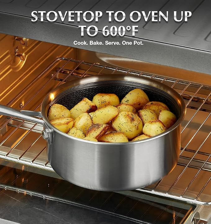 KOCH SYSTEME CS Hybrid Nonstick Stainless Steel Sauce Pan 3QT, Tri-ply - Image 6