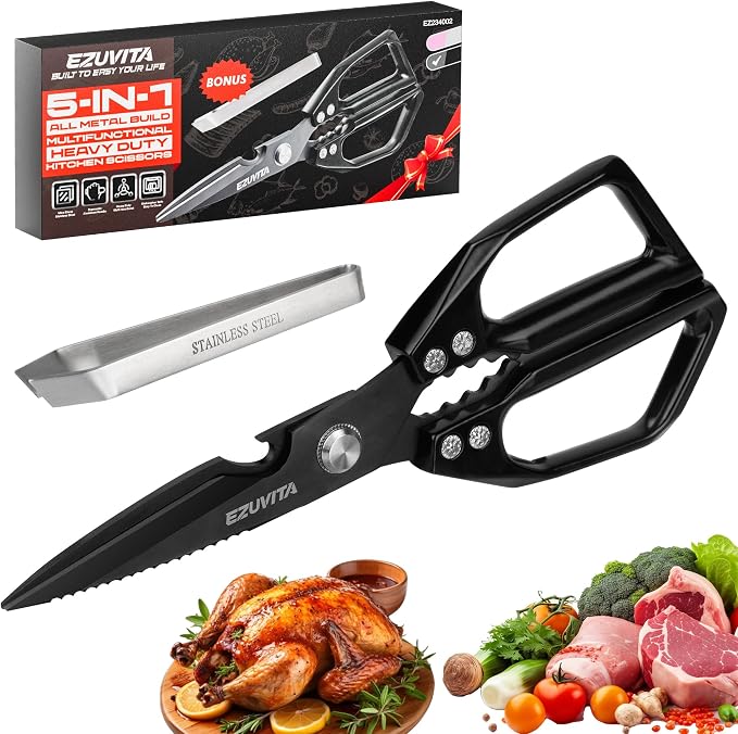 5-in-1 Multifunctional Heavy-Duty Korean Kitchen Scissors by EZUVITA