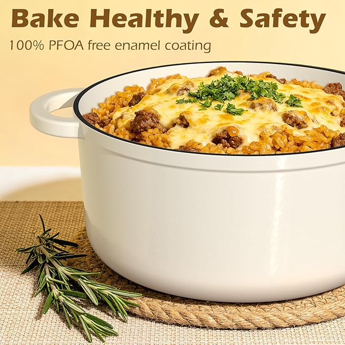 Umite Chef Enameled Cast Iron Dutch Oven-7QT Pot - Image 3