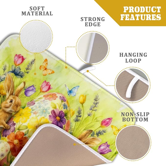 Easter Dish Drying Mat for Kitchen Counter Spring Bunny Microfiber Countertop - Image 4