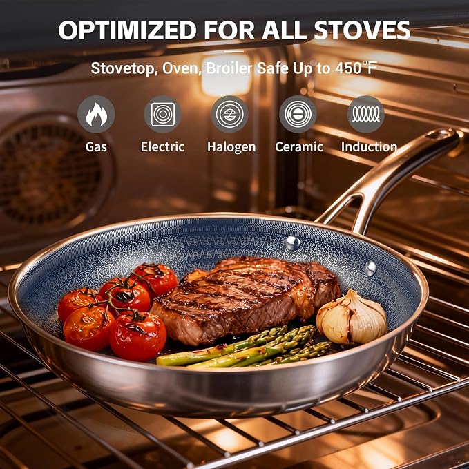 Ammeloo Hybrid Stainless Steel Cookware Set, 17-Piece Tri-Ply Pots and Pans Set - Image 5