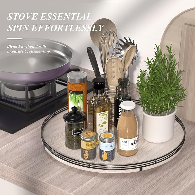 21" Lazy Susan Wood Turntable Organizer - Image 5