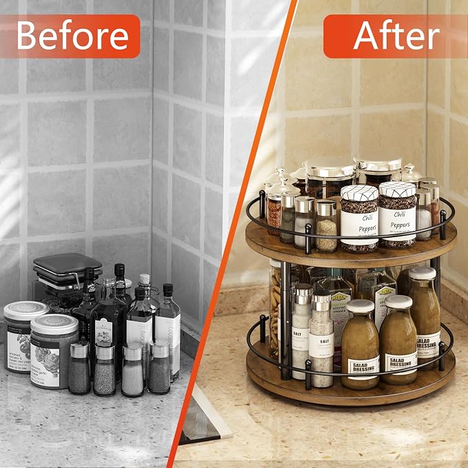 2 Tier Lazy Susan Organizer, 2-Tier Spinning Spice Rack - Image 4