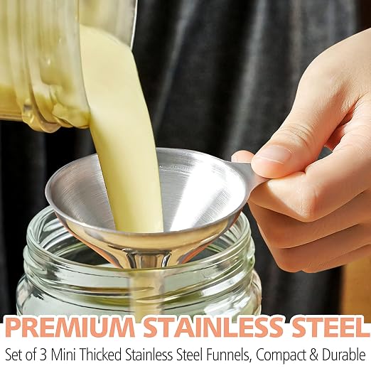 Anaeat Stainless Steel Mini Kitchen Funnel Set, 3 Pack Durable Metal Filling - Image 3