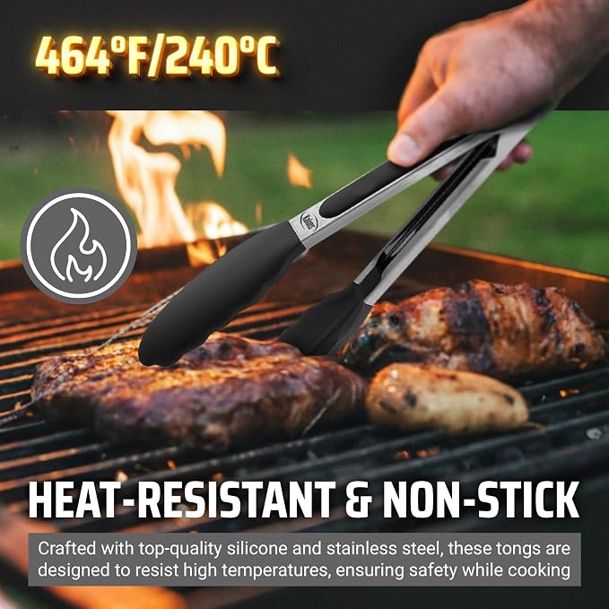 Kaluns Kitchen Tongs for Cooking Grilling Set of 4, BBQ Grill Tongs - Image 5